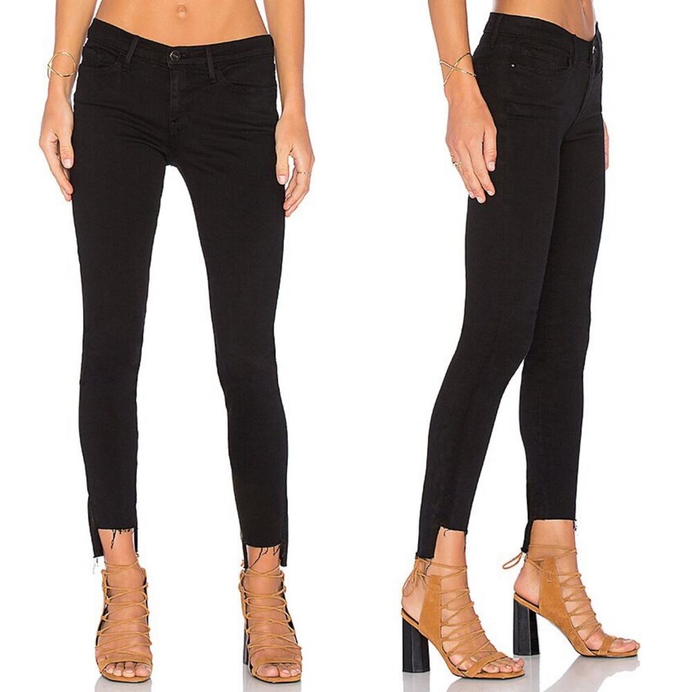 FRAME Le Skinny De Jeanne Unfinished Hem Film Noir